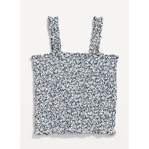 NWT Old Navy 4X smocked tank top ruffle blue white floral